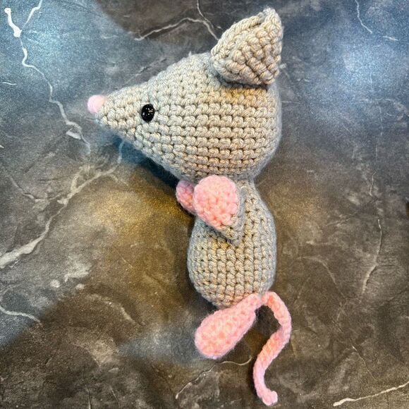 No Brand Cute Gray Pink Crotched 8.5” Mouse - Picture 6 of 8